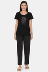 Rosaline Spatial Speckle Knit Cotton Pyjama Set - Black Beauty — thumbnail 4